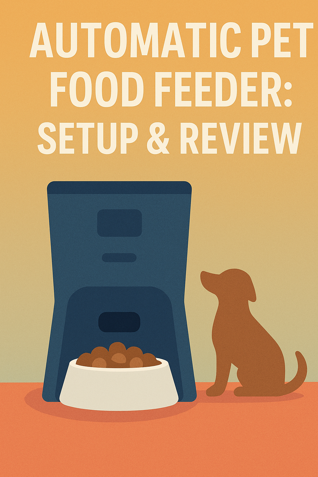 Automatic Pet Food Feeder review pin – horizontal layout with product image and bold text