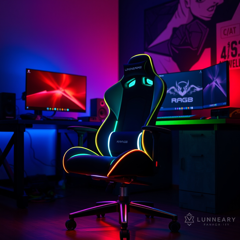 Czlolo RGB gaming chair review - racing style gaming chair with LED lights in dark gaming room setup